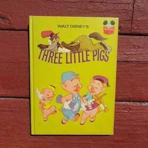 Three Little Pigs Walt Disney Hard cover Childrens book 1972~Collectable